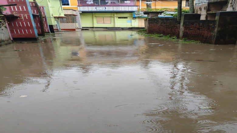 আলমডাঙ্গা পৌরসভায় ১ নং ওয়ার্ডে হালকা বৃষ্টিতে জলবদ্ধতা